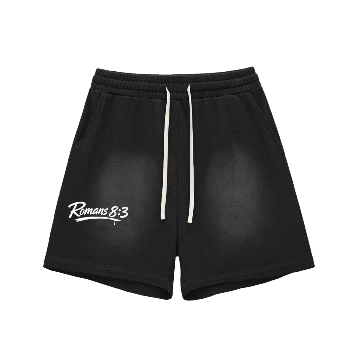 Romans 8:3 mens Sun Fade Cotton Shorts