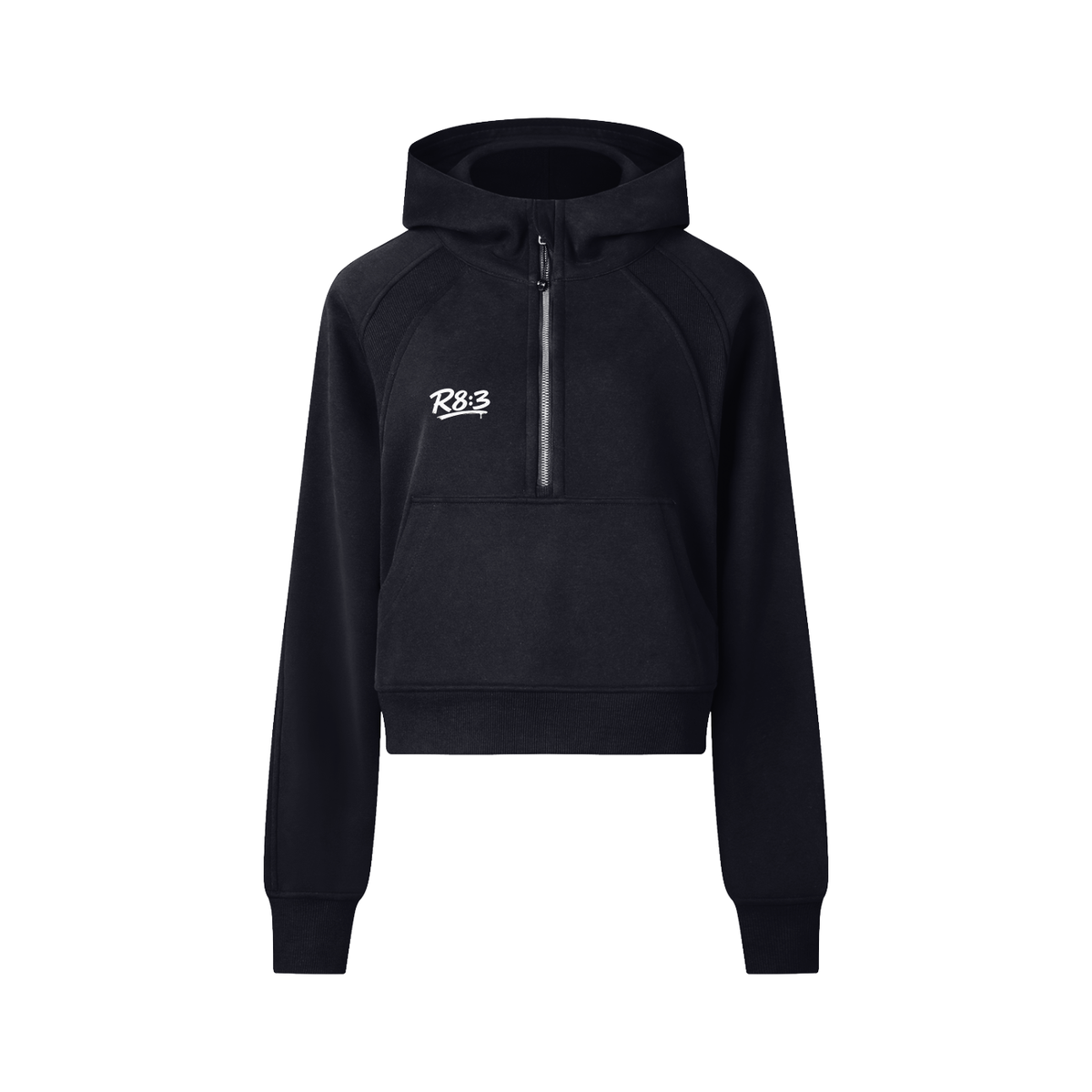 R8:3 womens Cropped Half-Zip Hoodie